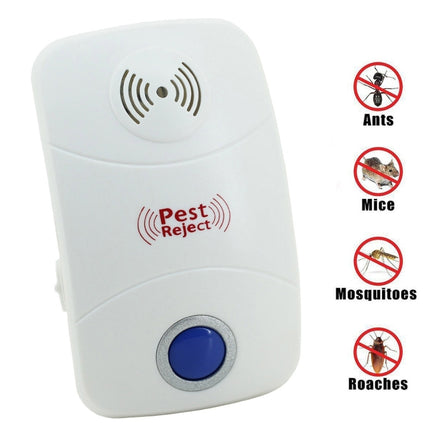 Electronic Ultrasonic Mosquito Rat Pest Control Repeller with LED Light, UK Plug, AC90V-250V(White)-garmade.com