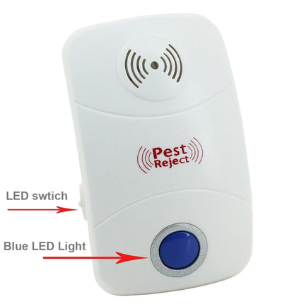 Electronic Ultrasonic Mosquito Rat Pest Control Repeller with LED Light, UK Plug, AC90V-250V(White)-garmade.com