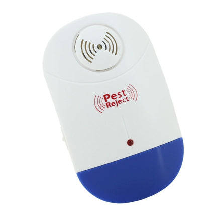 Electronic Ultrasonic Mosquito Rat Pest Control Repeller with LED Light, EU Plug AC90V-250V (White+Blue)-garmade.com