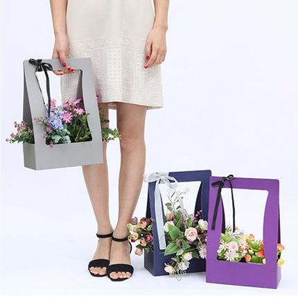 Paper Flower Basket Portable Basket Flowers Carton Packing Waterproof Florist Fresh Flower Carrier Box Portable Flowers Boxes, Random Color Delivery-garmade.com