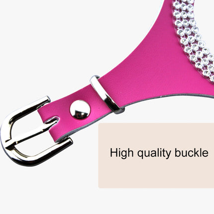 Rhinestone Leather Glasses Style Breathable Dog Chest Strap, Size: S(Magenta)-garmade.com