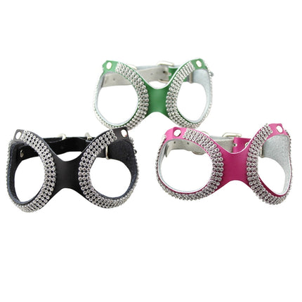 Rhinestone Leather Glasses Style Breathable Dog Chest Strap, Size: S(Magenta)-garmade.com