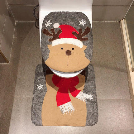 2 in 1 Elk Christmas Decoration Toilet Set-garmade.com