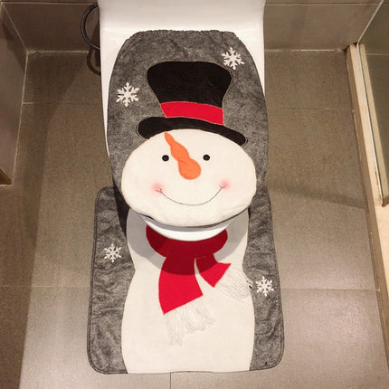 2 in 1 Snowman Christmas Decoration Toilet Set-garmade.com