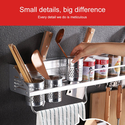 40cm 1 Cup 6 Hooks Multi-function Kitchen Punching-free Wall-mounted Plastic Edge Condiment Holder Storage Rack-garmade.com