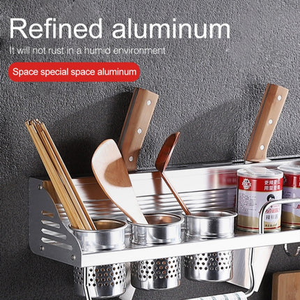 40cm 1 Cup 6 Hooks Multi-function Kitchen Punching-free Wall-mounted Plastic Edge Condiment Holder Storage Rack-garmade.com