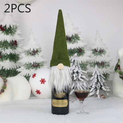 2 PCS CX20214 Faceless Doll Wine Bottle Bag Christmas Decoration(Green)-garmade.com