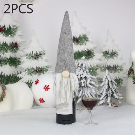 2 PCS CX20214 Faceless Doll Wine Bottle Bag Christmas Decoration(Grey)-garmade.com