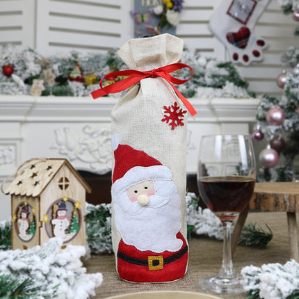 2 PCS CX20215 Santa Claus Pattern Wine Bottle Bag Christmas Decoration-garmade.com