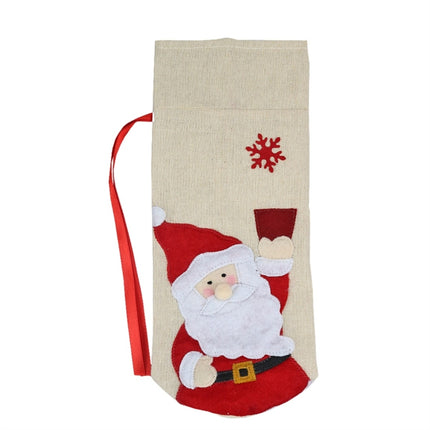 2 PCS CX20216 Santa Claus Pattern Wine Bottle Bag Christmas Decoration-garmade.com
