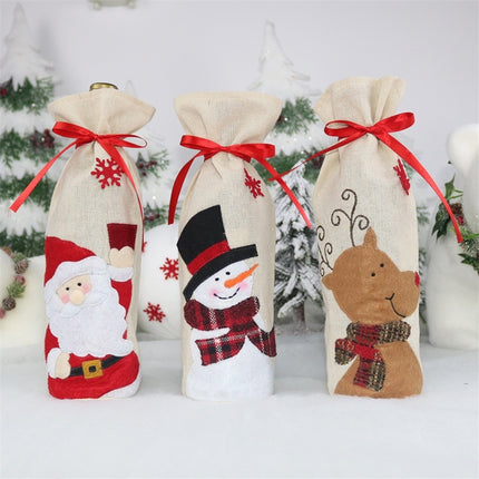 2 PCS CX20216 Snowman Pattern Wine Bottle Bag Christmas Decoration-garmade.com