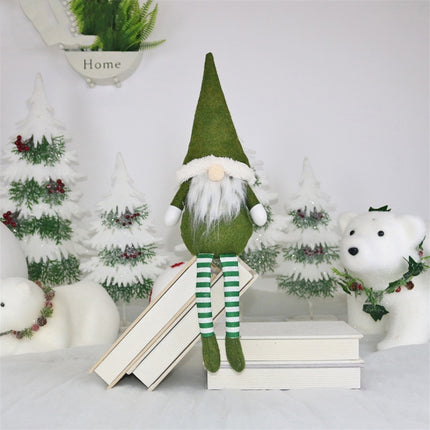 CX20218 Faceless Long-legged Sitting Doll Window Ornament Christmas Decoration(Green)-garmade.com