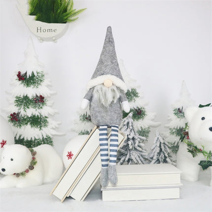 CX20218 Faceless Long-legged Sitting Doll Window Ornament Christmas Decoration(Grey)-garmade.com