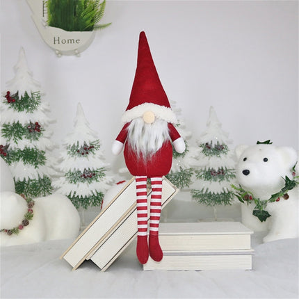 CX20218 Faceless Long-legged Sitting Doll Window Ornament Christmas Decoration(Red)-garmade.com