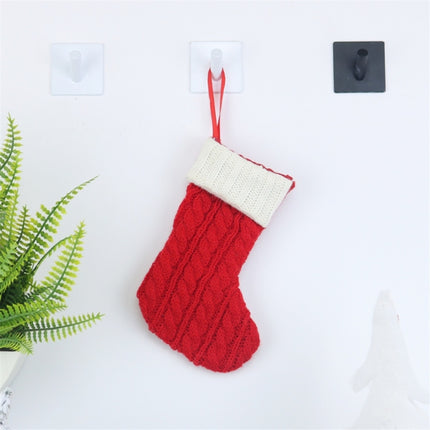 2 PCS CX20220 Christmas Wool Knitting Sock Gift Bag Christmas Tree Pendant Decoration(Red)-garmade.com