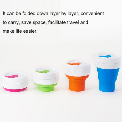 350ml Outdoor Pocket-Sized Coffee Tea Collapsible Travel Mug Silicone Cup with Lid(Black)-garmade.com