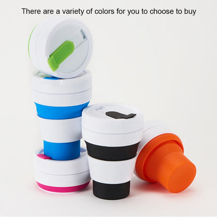 350ml Outdoor Pocket-Sized Coffee Tea Collapsible Travel Mug Silicone Cup with Lid (Green)-garmade.com