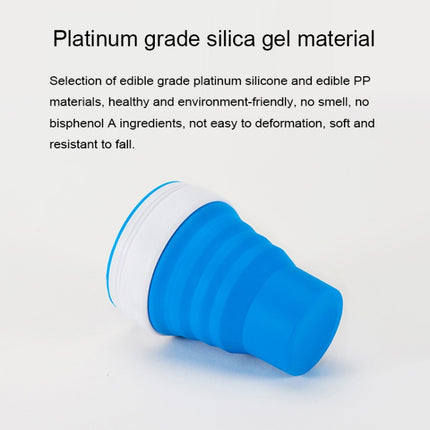 350ml Outdoor Pocket-Sized Coffee Tea Collapsible Travel Mug Silicone Cup with Lid (Blue)-garmade.com