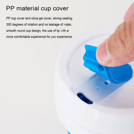350ml Outdoor Pocket-Sized Coffee Tea Collapsible Travel Mug Silicone Cup with Lid (Blue)-garmade.com