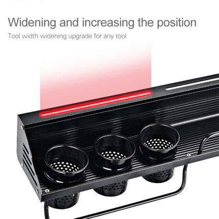 A Version 80cm 3 Cups 10 Hooks Kitchen Multi-function Wall-mounted Condiment Holder Storage Rack (Black)-garmade.com