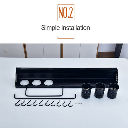 60cm 2 Cups Kitchen Multi-function Wall-mounted Storage Rack Holder (Black)-garmade.com