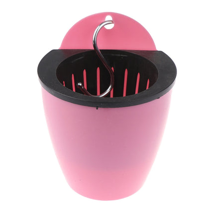 Self-Watering Planter Grow Plants Lazy Flower Pots Wall-hanging Round Resin Plastic Flower Pots, Size: 13x8.5x13cm(Pink)-garmade.com