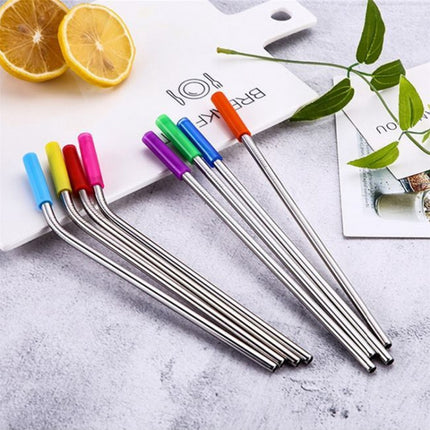 8 PCS Reusable Silicone Tips Stainless Steel Drinking Straws + 2 PCS Cleaner Brushes Set Kit with Cashmere Bag, 215*6mm-garmade.com