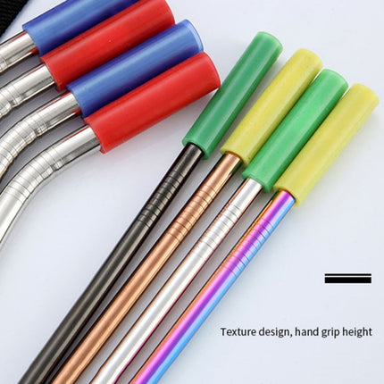 8 PCS Reusable Silicone Tips Stainless Steel Drinking Straws + 2 PCS Cleaner Brushes Set Kit with Cashmere Bag, 266*6mm-garmade.com