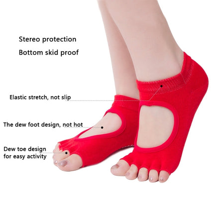 One Pair Open Toe Open Instep Anti-slip Sports Female Yoga Socks, Size: 34 - 39 (EUR)(Dark Purple)-garmade.com