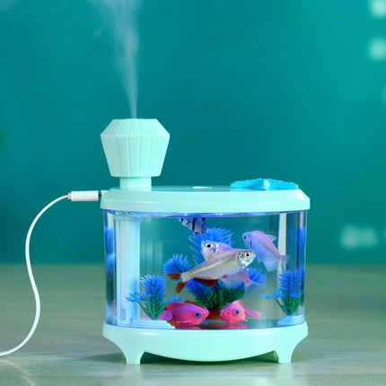 460ML Fish Tank Style Ultrasonic Aromatherapy Air Purifier Humidifier USB Atomizer with LED Night Light(Green)-garmade.com