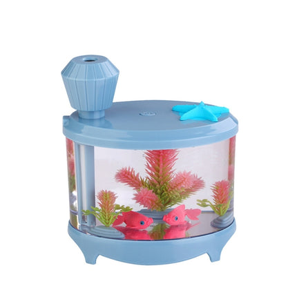 460ML Fish Tank Style Ultrasonic Aromatherapy Air Purifier Humidifier USB Atomizer with LED Night Light(Blue)-garmade.com