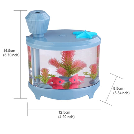 460ML Fish Tank Style Ultrasonic Aromatherapy Air Purifier Humidifier USB Atomizer with LED Night Light(Blue)-garmade.com