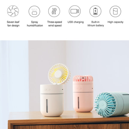 T9 Portable Adjustable USB Charging Desktop Humidifying Fan with 3 Speed Control (White)-garmade.com