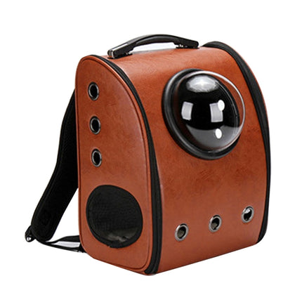 Space Capsule Carrier Breathable Pet Backpack Travel Portable Pet Bag for Cat / Dog and Other Pets, Size:32*29*42cm(Brown)-garmade.com