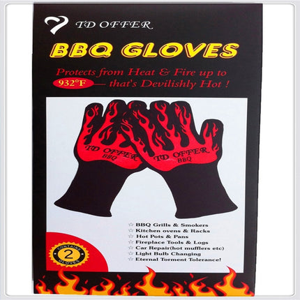 2 Layer Fire Protection Portable Silicone Anti-skidding High Temperature Resistance Cooking Baking Barbecue Gloves-garmade.com