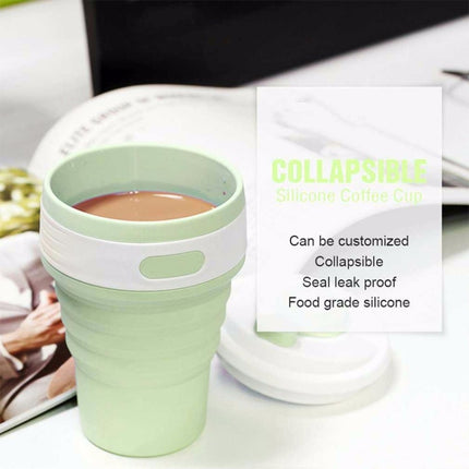 350ml Folding Portable Silicone Coffee Cup Multi-function Travel Cup (Green)-garmade.com