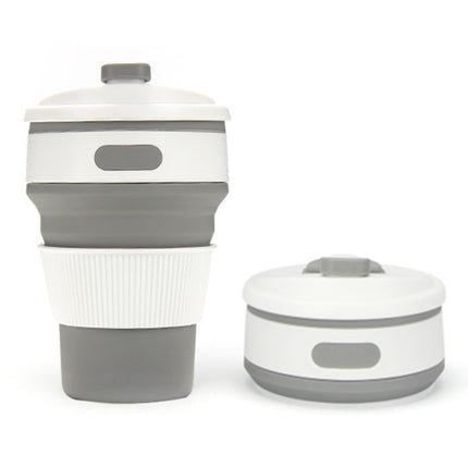 350ml Folding Portable Silicone Coffee Cup Multi-function Travel Cup (Grey)-garmade.com