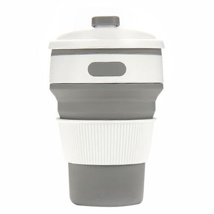 350ml Folding Portable Silicone Coffee Cup Multi-function Travel Cup (Grey)-garmade.com