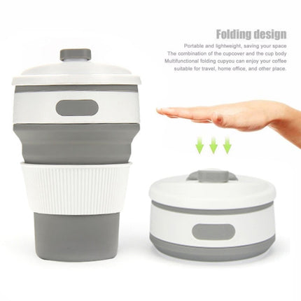 350ml Folding Portable Silicone Coffee Cup Multi-function Travel Cup (Grey)-garmade.com