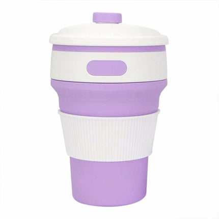 350ml Folding Portable Silicone Coffee Cup Multi-function Travel Cup (Purple)-garmade.com