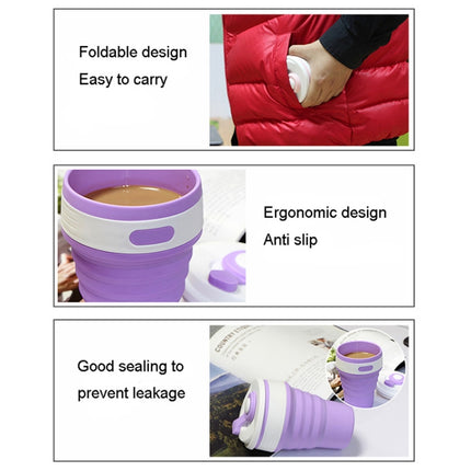 350ml Folding Portable Silicone Coffee Cup Multi-function Travel Cup (Purple)-garmade.com