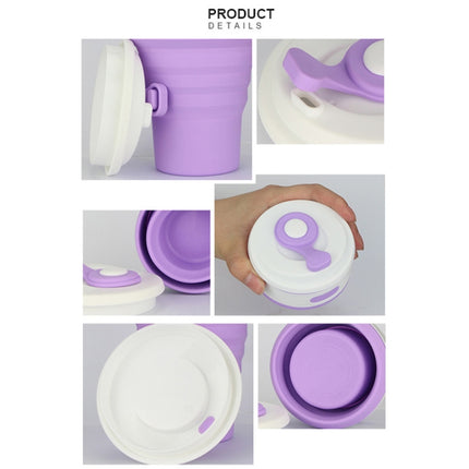 350ml Folding Portable Silicone Coffee Cup Multi-function Travel Cup (Purple)-garmade.com