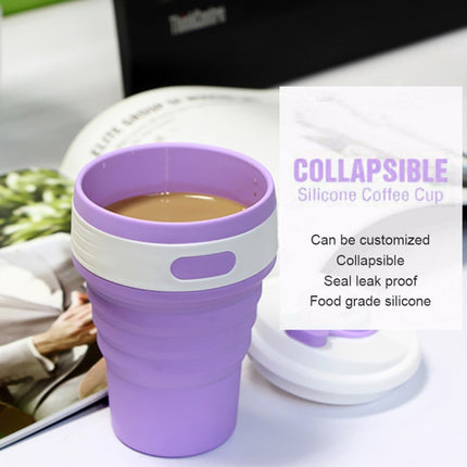 350ml Folding Portable Silicone Coffee Cup Multi-function Travel Cup (Purple)-garmade.com