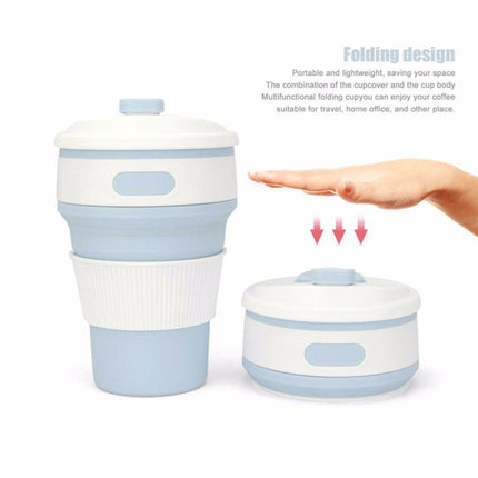 350ml Folding Portable Silicone Coffee Cup Multi-function Travel Cup (Baby Blue)-garmade.com