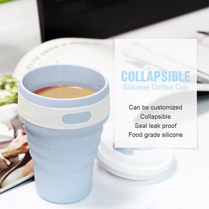 350ml Folding Portable Silicone Coffee Cup Multi-function Travel Cup (Baby Blue)-garmade.com