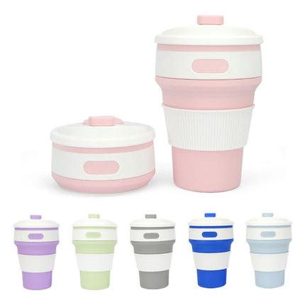 350ml Folding Portable Silicone Coffee Cup Multi-function Travel Cup (Baby Blue)-garmade.com