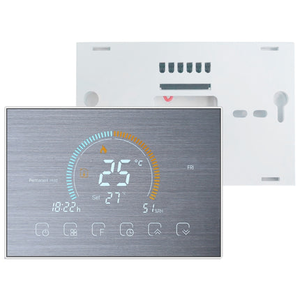 BHT-8000-GALW-SS Brushed Stainless Steel Mirror Control Water Heating Energy-saving and Environmentally-friendly Smart Home Negative Display LCD Screen Round Room Thermostat with WiFi-garmade.com