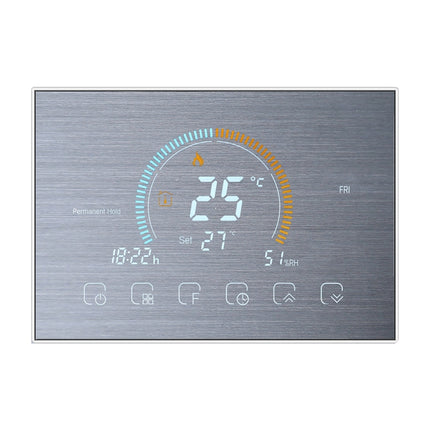 BHT-8000-GA-SS Brushed Stainless Steel Mirror Control Water Heating Energy-saving and Environmentally-friendly Smart Home Negative Display LCD Screen Round Room Thermostat without WiFi-garmade.com