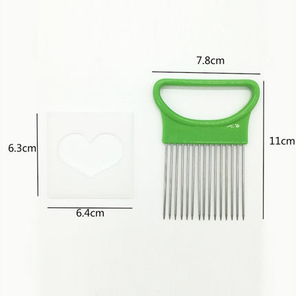 Stainless Steel Vegetable Onion Cutter Holder Meat Needle Kitchen Tools(Green)-garmade.com