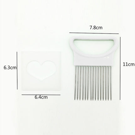 Stainless Steel Vegetable Onion Cutter Holder Meat Needle Kitchen Tools(White)-garmade.com